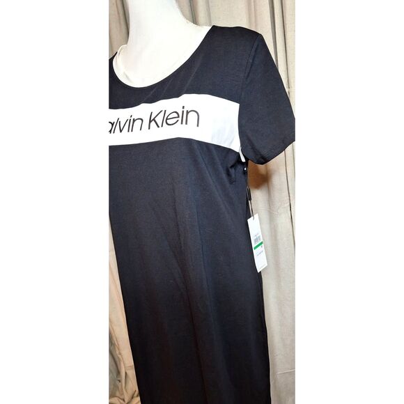 Calvin Klein Navy & White T-Shirt Dress Womens Sz.L - Picture 3 of 6